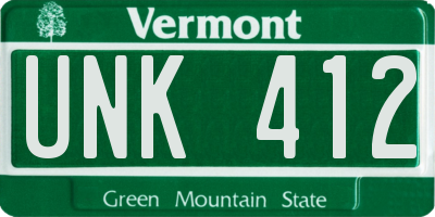 VT license plate UNK412