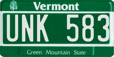 VT license plate UNK583