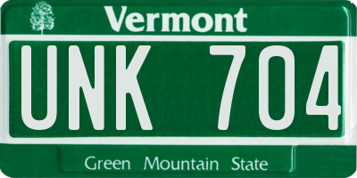 VT license plate UNK704