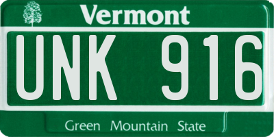 VT license plate UNK916