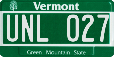 VT license plate UNL027