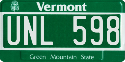 VT license plate UNL598