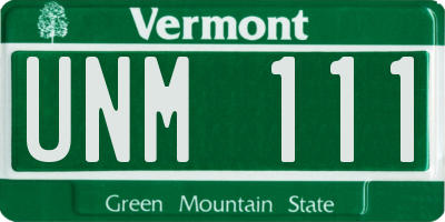 VT license plate UNM111
