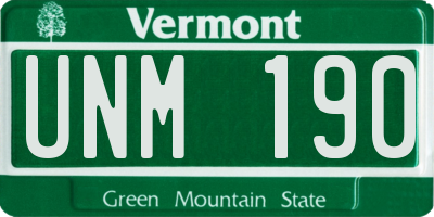VT license plate UNM190