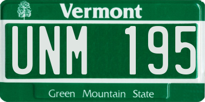 VT license plate UNM195