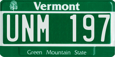 VT license plate UNM197