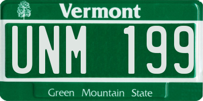 VT license plate UNM199