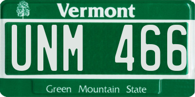 VT license plate UNM466