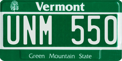 VT license plate UNM550