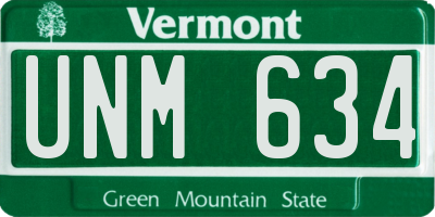 VT license plate UNM634