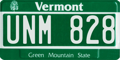 VT license plate UNM828