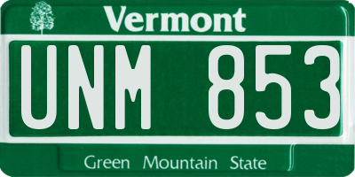 VT license plate UNM853