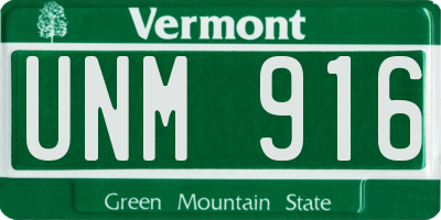 VT license plate UNM916