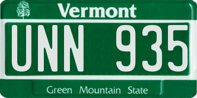 VT license plate UNN935