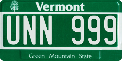 VT license plate UNN999