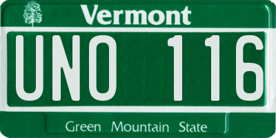 VT license plate UNO116