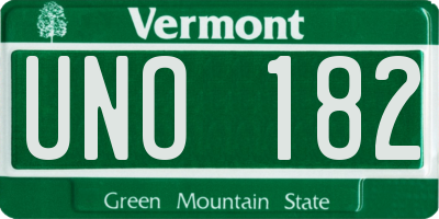 VT license plate UNO182