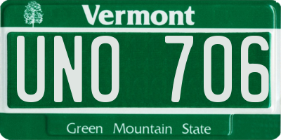 VT license plate UNO706