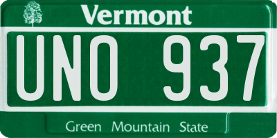 VT license plate UNO937