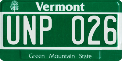 VT license plate UNP026