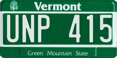 VT license plate UNP415