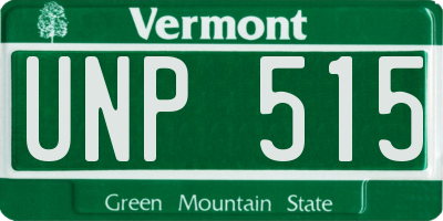 VT license plate UNP515