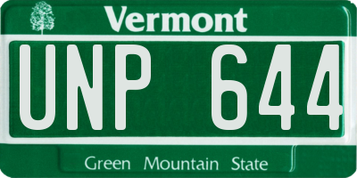 VT license plate UNP644