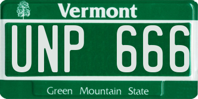 VT license plate UNP666
