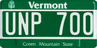 VT license plate UNP700