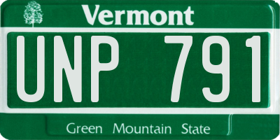 VT license plate UNP791