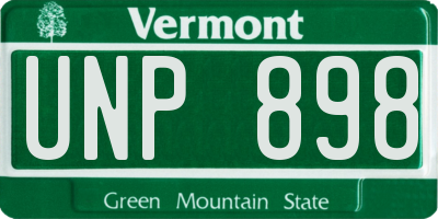 VT license plate UNP898