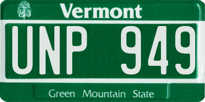 VT license plate UNP949