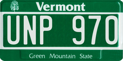 VT license plate UNP970