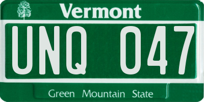 VT license plate UNQ047
