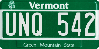 VT license plate UNQ542