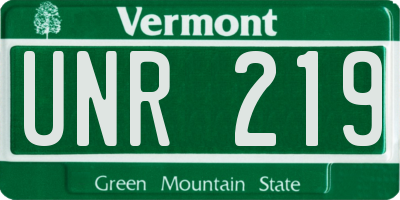 VT license plate UNR219