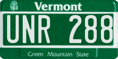 VT license plate UNR288
