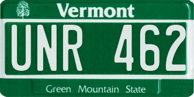 VT license plate UNR462