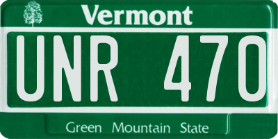 VT license plate UNR470