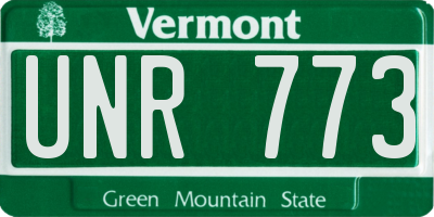 VT license plate UNR773