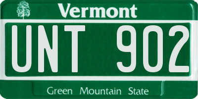 VT license plate UNT902