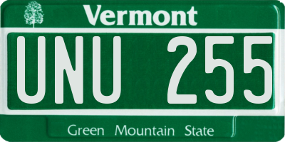 VT license plate UNU255