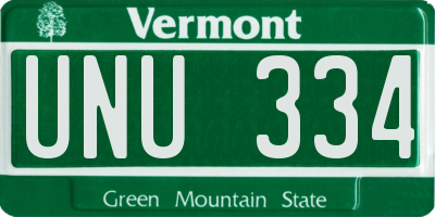 VT license plate UNU334