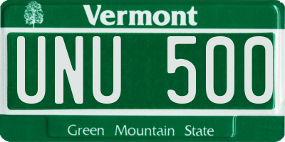 VT license plate UNU500