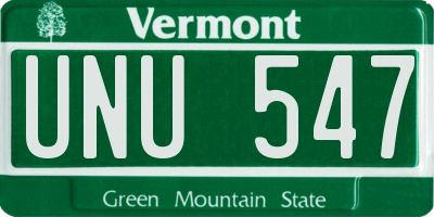 VT license plate UNU547