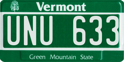 VT license plate UNU633