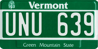 VT license plate UNU639