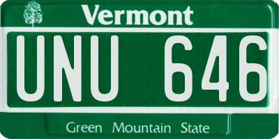 VT license plate UNU646