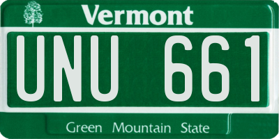 VT license plate UNU661