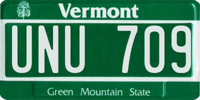 VT license plate UNU709